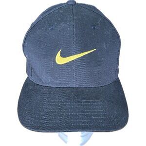 Vintage NIKE OS SnapBack BaseBall Cap Black‎ Mesh Hat